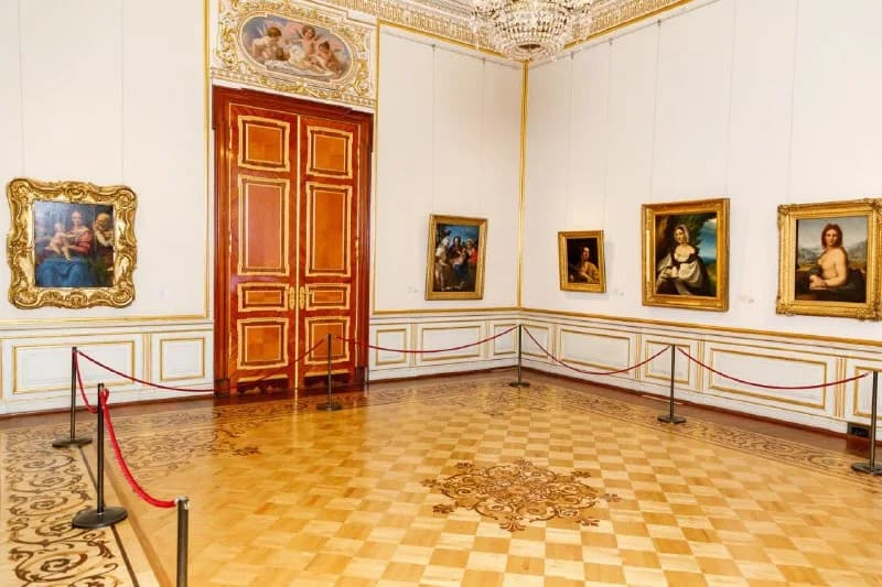 Paintings in a bright Hermitage gallery