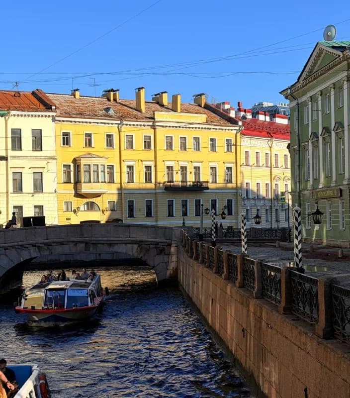 Passenger boat on a canal in Saint Petersburg