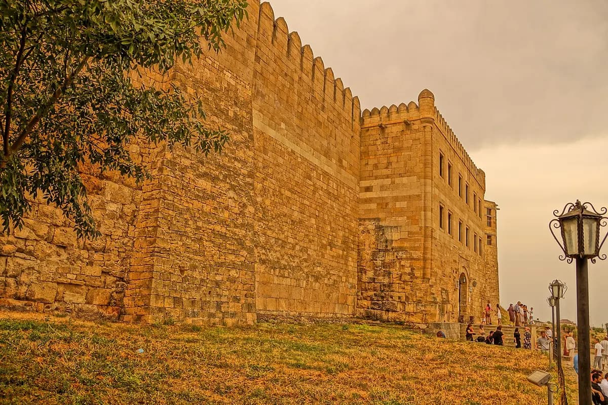 Fortress walls and the main entrance of Naryn-Kala Citadel in Derbent